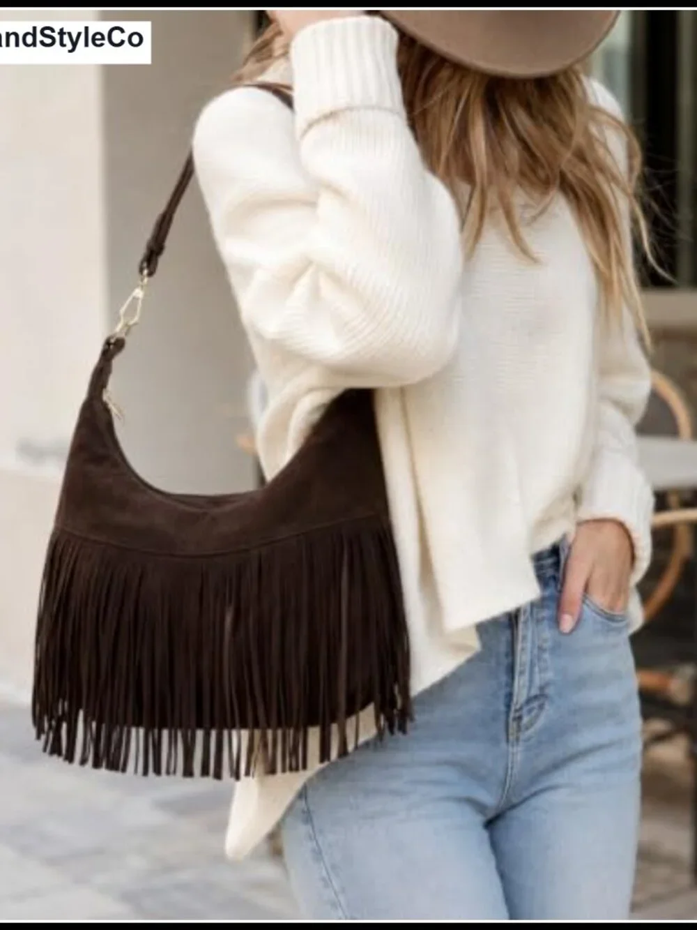 Fringe Hobo Bag Shoulder Crossbody Vegan Suede Tassel Purse Women